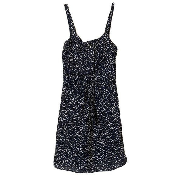 j crew 2 small silk wool blend dress blue polka dot sleeveless - Picture 1 of 5